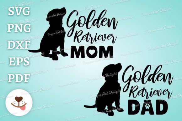 Golden Retriever Mom Dad Graphics for Crafts