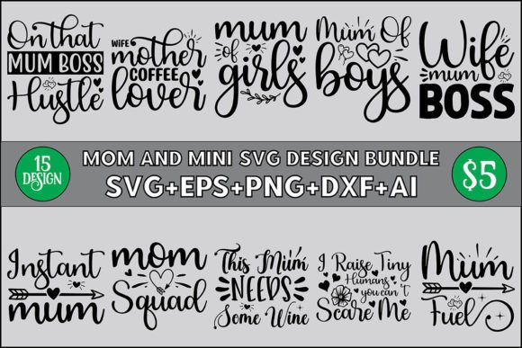 Mom and Mini Bundle: Graphics for Crafts & Brands