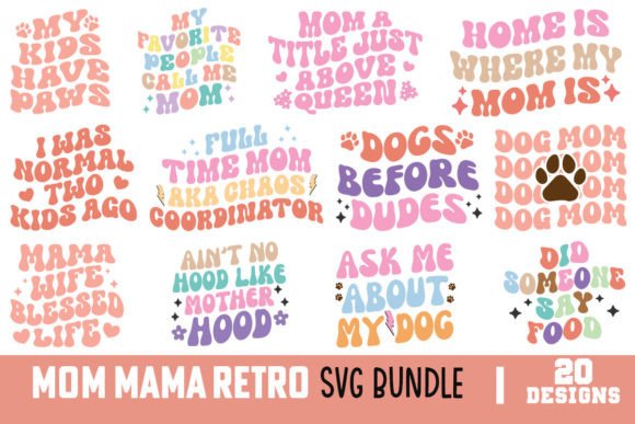 Mom Mama Retro SVG Bundle: Graphics for Crafts