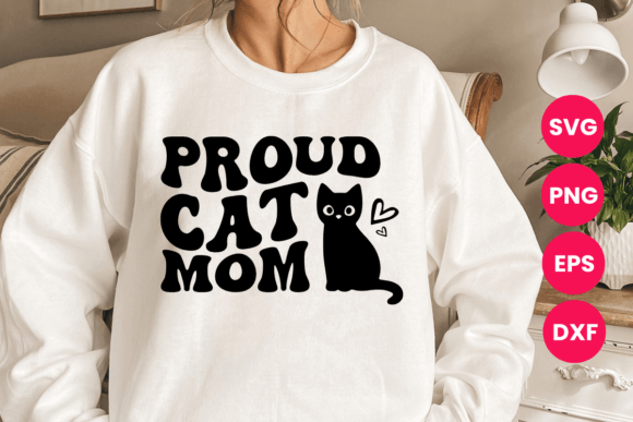 Proud Cat Mom Retro Groovy SVG for Crafts and Graphics