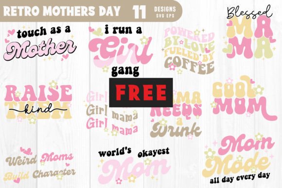 Retro Mothers Day SVG Bundle: Graphics for Crafts